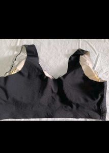 Black Lace Front Button Sports Bra