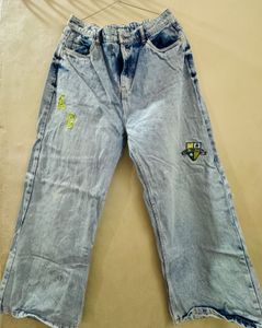 Acid Wash Wide Leg Jeans