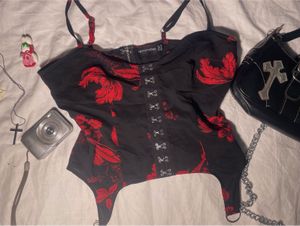 Black Floral Corset Top