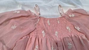 Korean Style Pastel Pink Floral Embroidered top