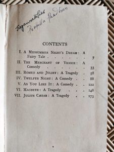Very Old Preserved Book Of Shakespeare Writings