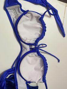 Royal Blue Bikini Set of 2 with Floral Print