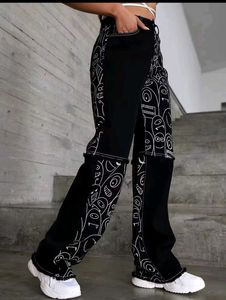 Brand New Printed Wide Leg Denim Jeans