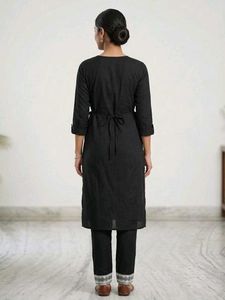 Black Embroidered Kurta Set