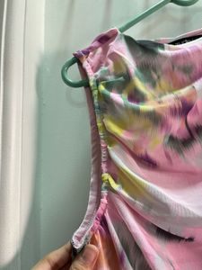 Pink Tie-Dye Ruched Tank Top