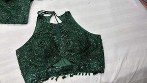 Emerald Green beaded cocktail Lehenga Choli