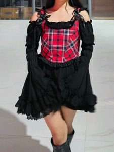Red Plaid Corset Top
