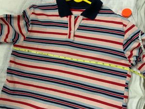 Striped Polo Boxy Crop T-Shirt