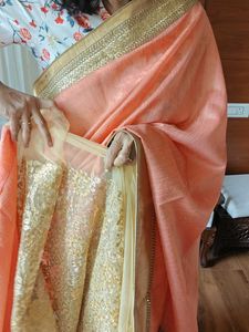 Gold Peach Saree+ 2 blouses