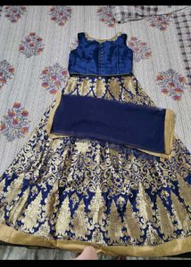 Elegant Royal Blue &amp; Gold Lehenga Choli