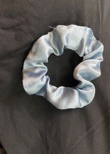 Blue Satin Scrunchie