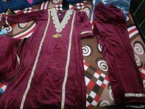 Party Wear Velvet Suit With Pant & Dupatta In