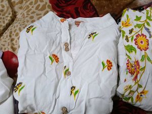 Embroidered White Kurta with Palazzo Set