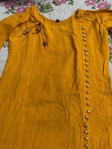 Yellow Kurta with Button Detail
