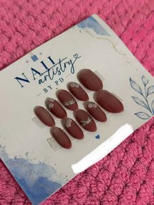 Handmade Dusty Rose Floral Press-On Nails