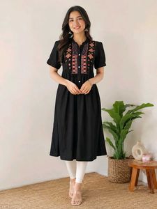 🖤 Elegant Black Embroidered Ethnic Kurti 🖤🖤