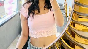 Pink Lace Trim Crop Top