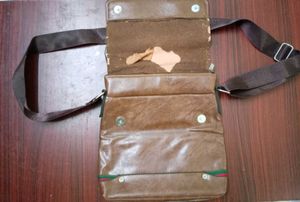 Jeep Brown Faux Leather Crossbody Bag
