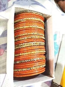 Orange Beaded Bangles