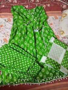 Green Printed Kurta Set
