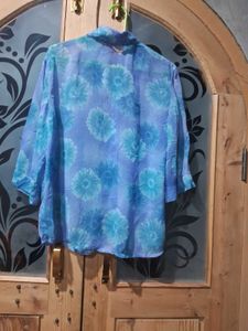 Floral Sheer Button-Down Shirt