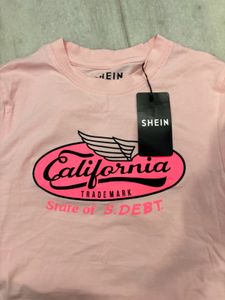 SHEIN Pink California Crop T-Shirt