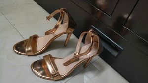 Party Golden Metallic Strappy Heeled Sandals