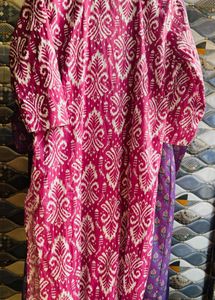 Purple Ikat Print Kurta Set with Pant
