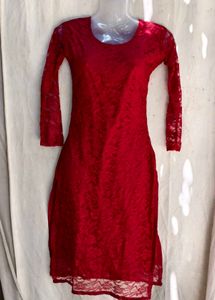 Elegant Red Lace Kurta