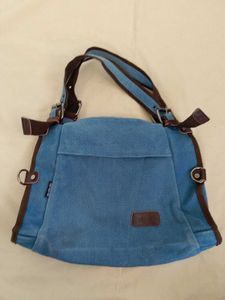 Canvas Hobo Bag - Teal &amp; Brown