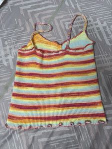 Striped Button-Front Cami Top