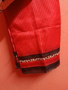 Beautiful Red &amp; Cream Saree with blouse piece