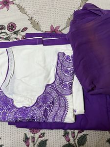 Elegant Purple & White Kurta Set