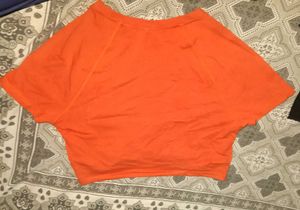 Orange Batwing Sleeve Cropped Top
