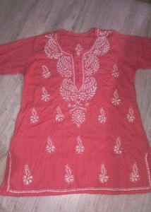 Beautiful pinkish peach Chikankari Kurta