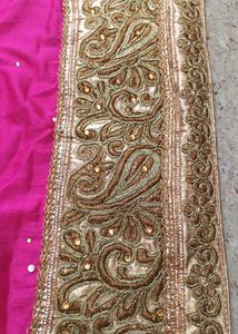 Stunning Pink Duppatta 4 Lahenga with Golden Bor