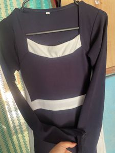 Chic Black &amp; White Long Sleeve Dress