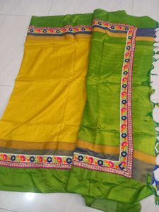 Vibrant Yellow &amp; Green Saree