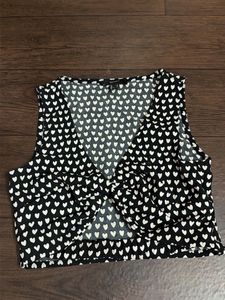 Cute Heart Print Cropped Top