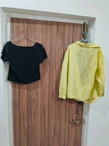 Chic Crop Top with Flowy Blouse Set