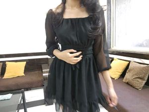 Elegant Black Sheer Sleeve Mini Dress