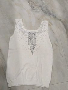 White rhinestoned tank top