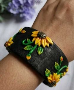 Unique Sunflower Cuff Bracelet