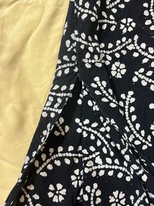 Black &amp; White Floral Print Kurta