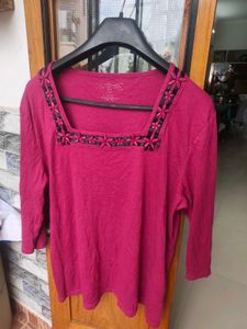 Embellished Square Neck Top