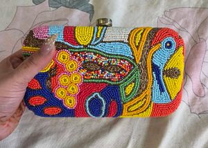 Vibrant Beaded Clutch Bag