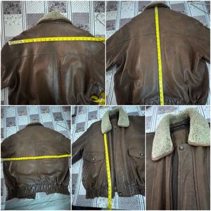 BILTMORE Men's Brown Leather Bomber Jacket