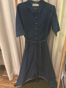 Fabindia Teal Button-Down Dress