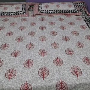 Pure Cotton Bedsheet Wth Two Pillows Cover 100*108