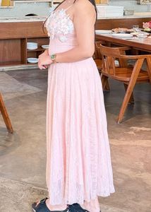 Elegant Pink Lace Party Dress